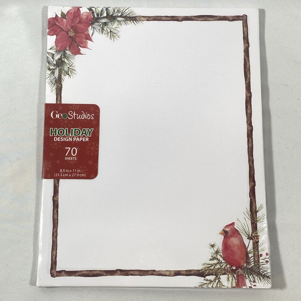 Geo Studios Holiday Design Printer Paper Christmas Letter 70 Sheets Cardinal